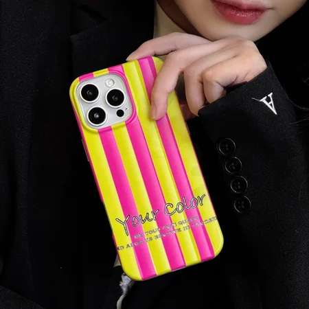 Pink - yellow striped iPhone case