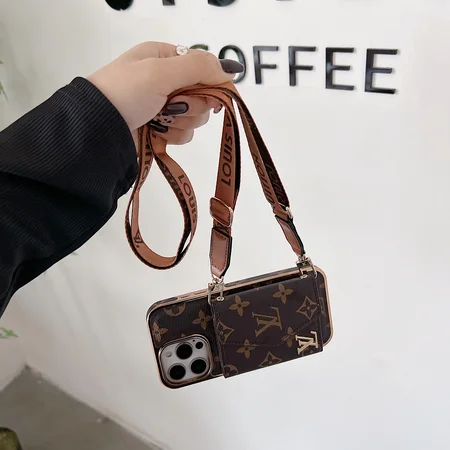 LV monogram phone case with card - holder and lanyard