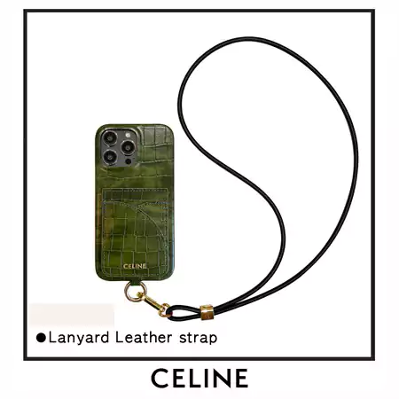 celine alligator - embossed card holder cross - body ring - holder iphone case