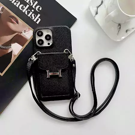 hermès pebbled leather cardholder crossbody iphone 16/16pro/pro max case