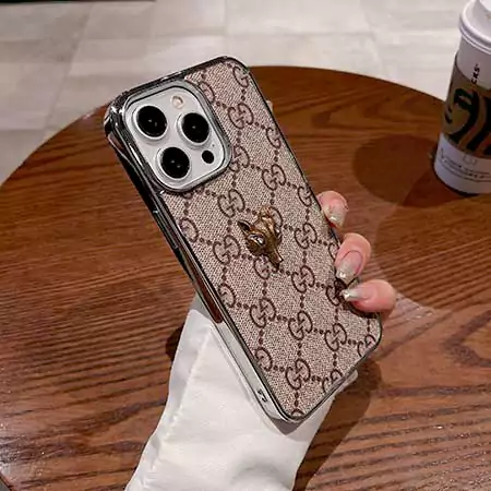 gucci classic pattern metal logo iphone case