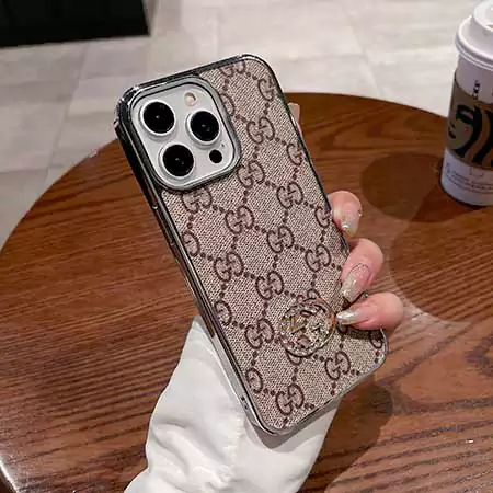 gucci classic pattern metal logo iphone case