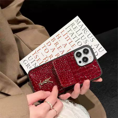 YSL alligator - grain leather card holder iphone case