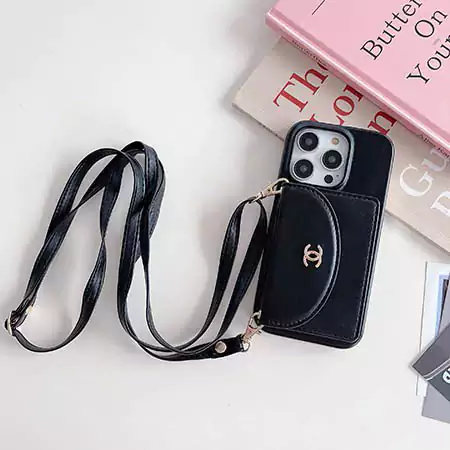 chanel crossbody cardholder metal logo iphone 16/16pro/pro max case