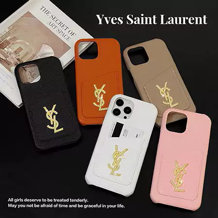 saint laurent pebbled leather card holder iphone 16/16pro/pro max case