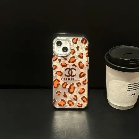 sparkling rhinestone magnetic leopard print chanel iphone case