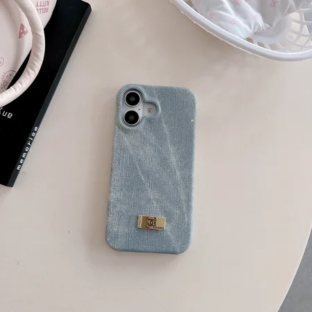 chanel glitter denim square logo iphone case