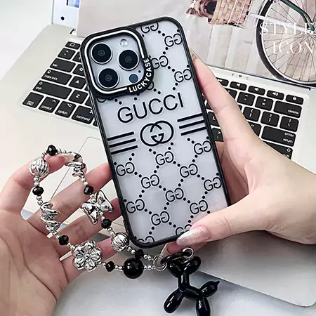 gucci acrylic silver bead chain iphone case