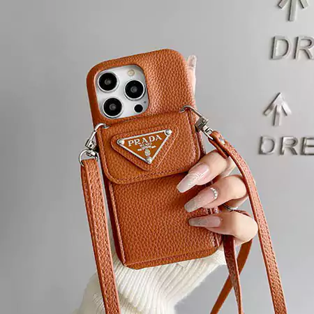 prada litchi - textured envelope card - holder with lanyard iphone case