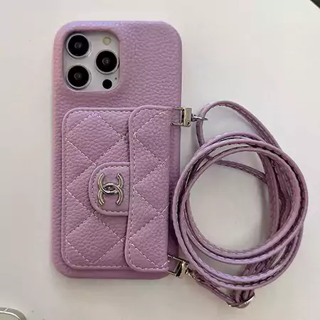 chanel multicolor cross - body card - holder litchi texture iphone case