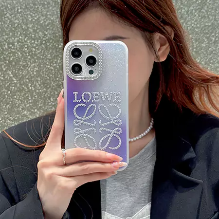 loewe rhinestone - embellished camera lens golden feather series iphone case
