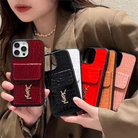 YSL alligator - grain leather card holder iphone case
