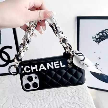chanel wrist strap with silk scarf chain iphone case