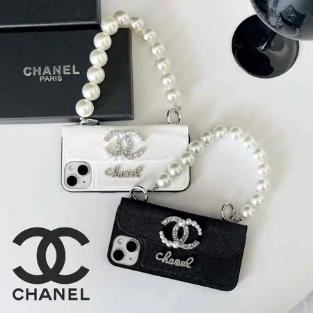 chanel cross - grained cardholder - style pearl hand - held iphone case