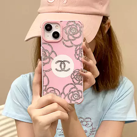hand - embellished rhinestone pink chanel iphone case