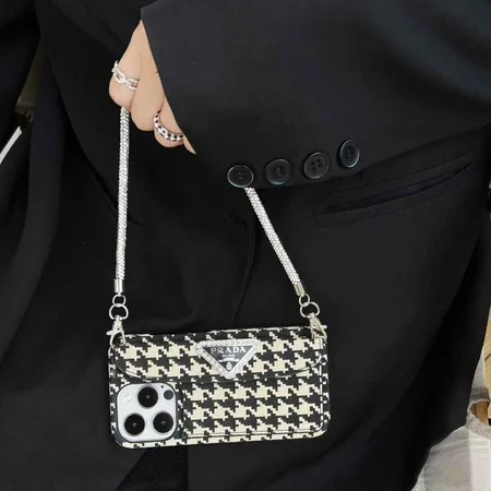 prada houndstooth pattern hand - held iphone case