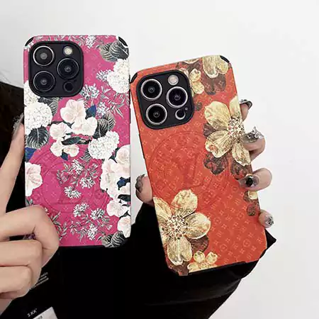 louis vuitton orange pink floral embossed leather iphone case