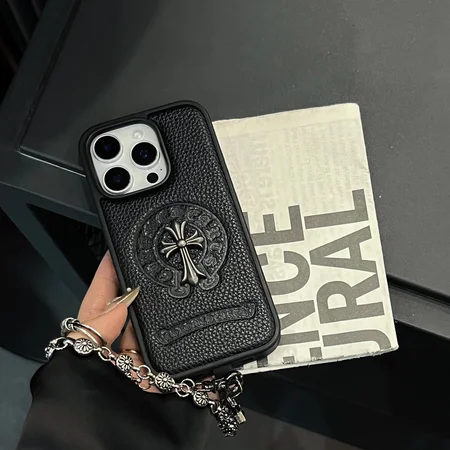 chrome hearts embossed logo chain iphone case