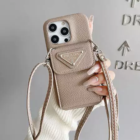 prada litchi - textured envelope card - holder with lanyard iphone case