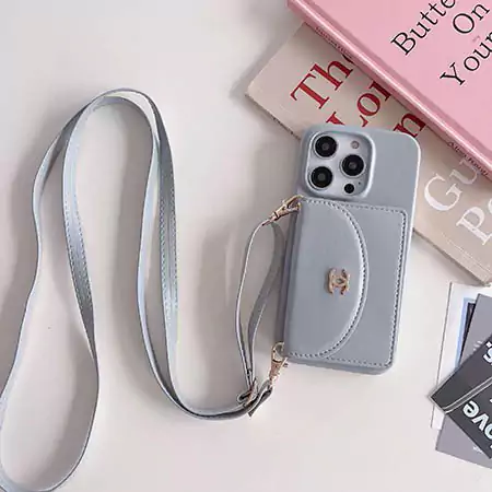 chanel crossbody cardholder metal logo iphone 16/16pro/pro max case