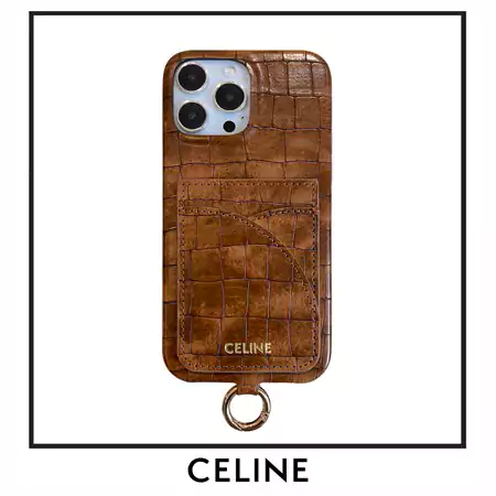celine alligator - embossed card holder cross - body ring - holder iphone case