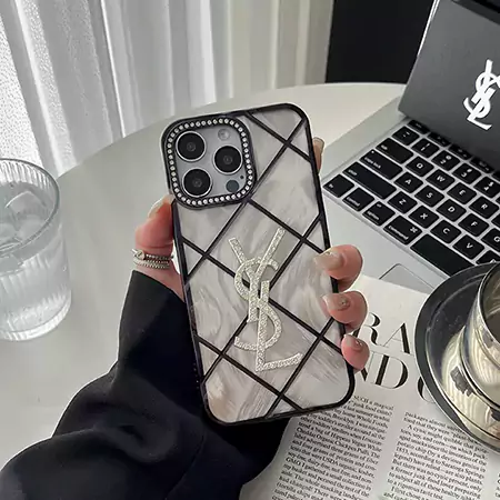 yves saint laurent rhinestone - embellished quilted iphone case