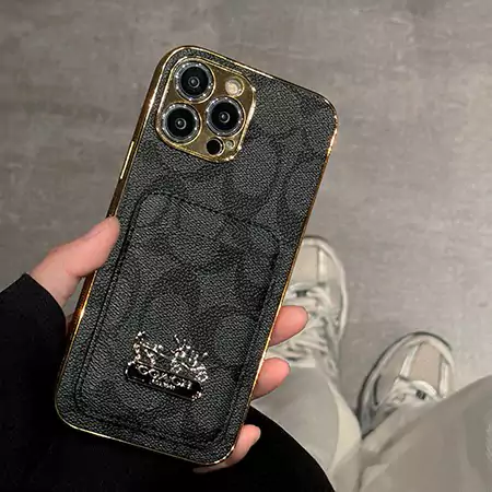 coach electroplated horse logo card holder iphone case