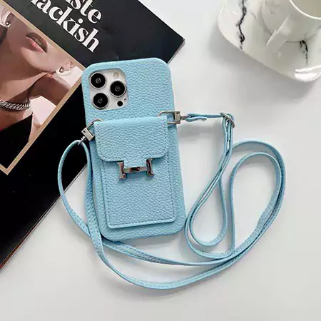 hermès pebbled leather cardholder crossbody iphone 16/16pro/pro max case