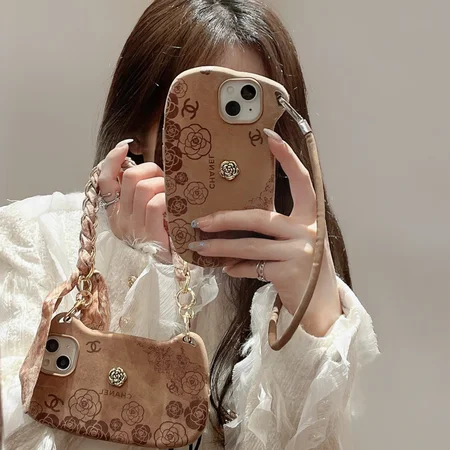 chanel brown print handbag iphone case