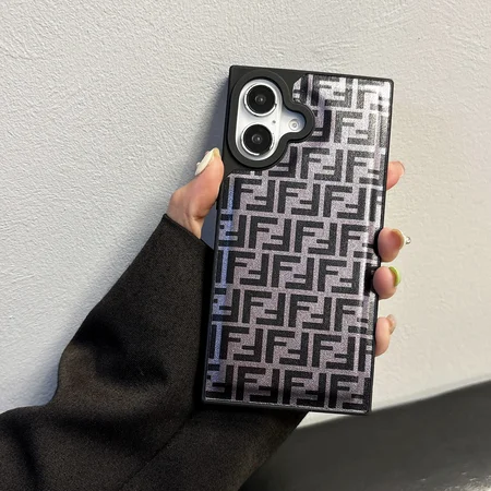 fendi square monogram electroplated leather sticker iphone case