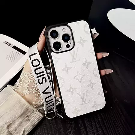 LV solid - color print hand strap iPhone case
