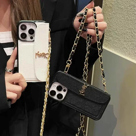 ysl cross - grained cardholder - style cross - body leather strap iphone case