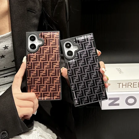 fendi square monogram electroplated leather sticker iphone case