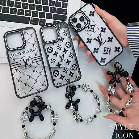 louis vuitton monogram acrylic silver bead chain iphone case