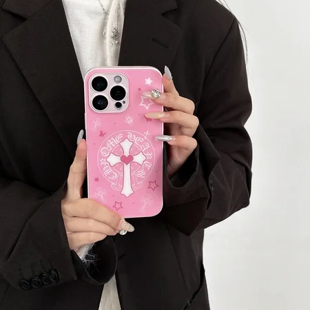 chrome hearts pink and black iphone case