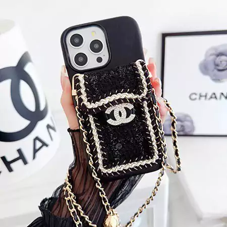 chanel tweed with rhinestone logo vertical card holder iphone case