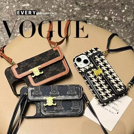 celine houndstooth pattern cross - body iphone case
