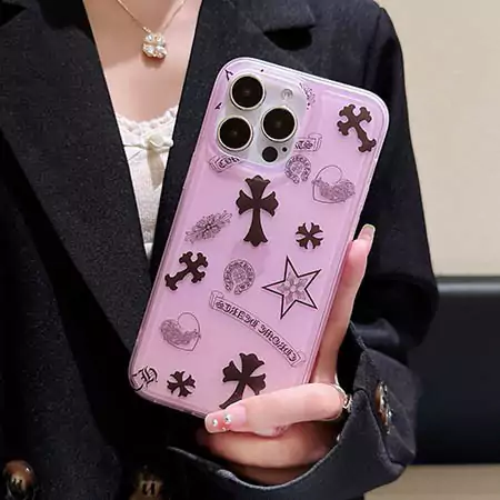 chrome hearts black and pink classic cross iphone case