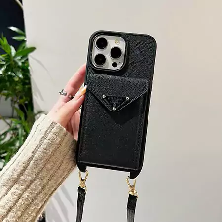 prada card holder iphone case with short hand - held strap