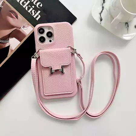 hermès pebbled leather cardholder crossbody iphone 16/16pro/pro max case