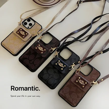 coach cross body card holder leather label iphone case