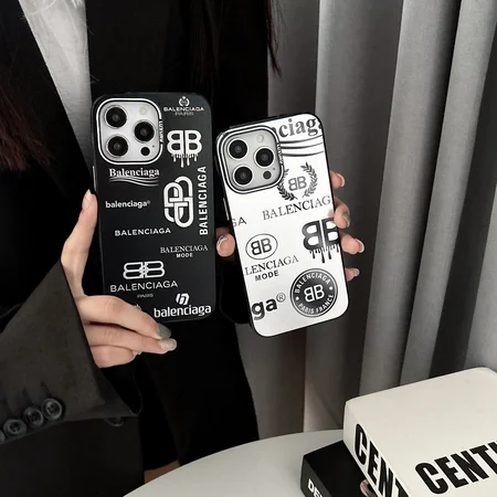 black and silver balenciaga iphone case