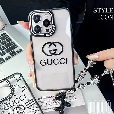 gucci acrylic silver bead chain iphone case