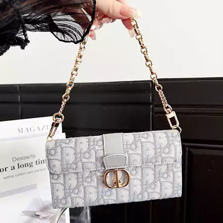 dior wallet card holder cross - body leather case with cd chain