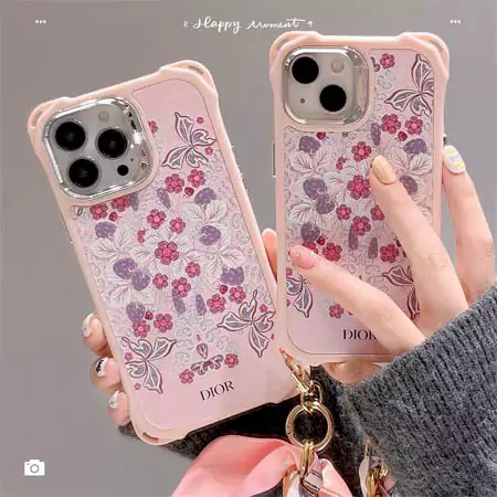 dior small floral pattern anti - drop silk scarf wrist strap iphone case