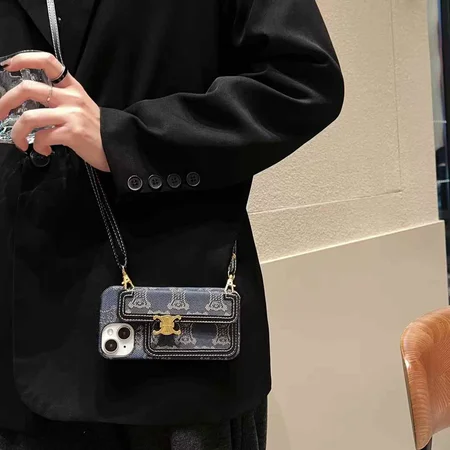 celine houndstooth pattern cross - body iphone case