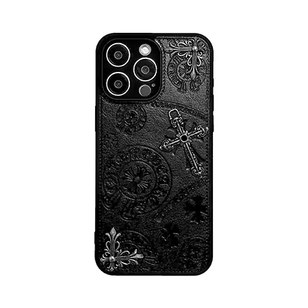 chrome hearts leather full - pattern embossed iphone case