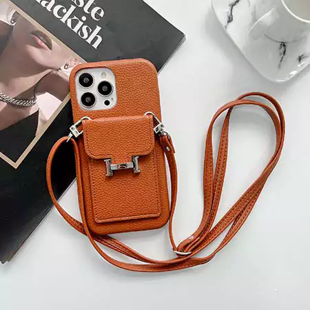 hermès pebbled leather cardholder crossbody iphone 16/16pro/pro max case