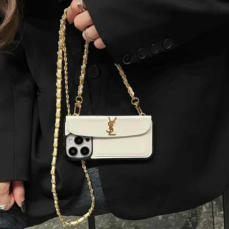 ysl cross - grained cardholder - style cross - body leather strap iphone case