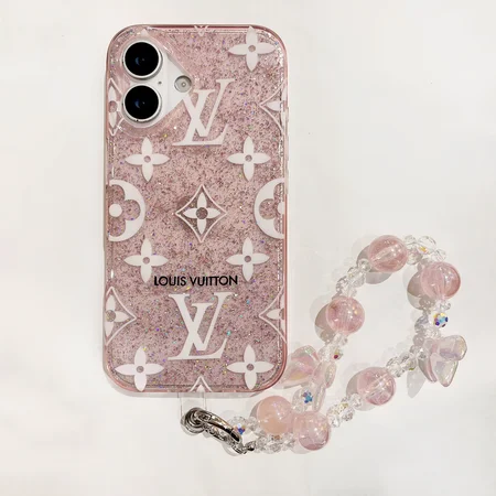 chanel and louis vuitton glittery iphone case with beaded strap